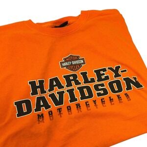 Harley Davidson Mens Shirt Extra Large Orange Biker St Paul MN Logo Top